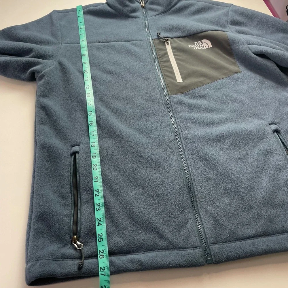 The North Face Mens Full Zip Sherpa Lined Fleece Jacket Blue Gray Large CUA6